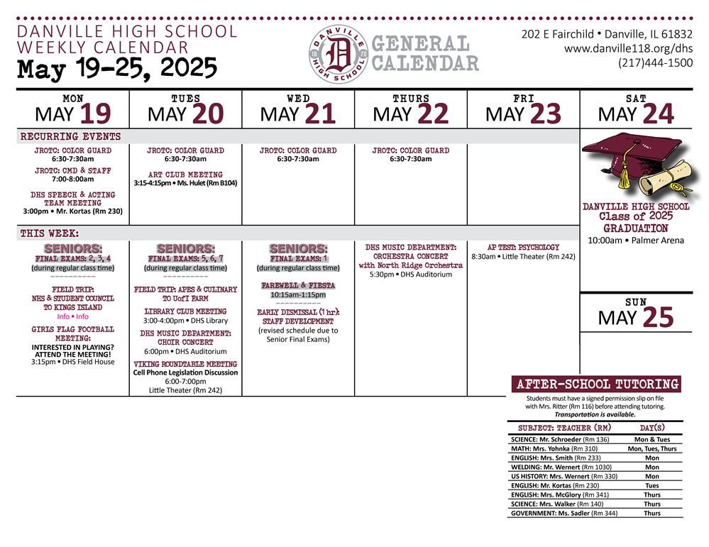  General Calendar